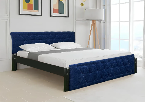 Eden Upholstered Double Bed & Mattress Combo (Navy Blue)